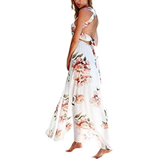 Plus Size Front Slit Floral OffShoulder Maxi Dress - Picture 2 of 5